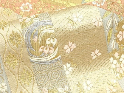 平和屋本店▼六通柄袋帯　唐織　王朝絵巻　本金箔　正絹　逸品　DABL7901sf