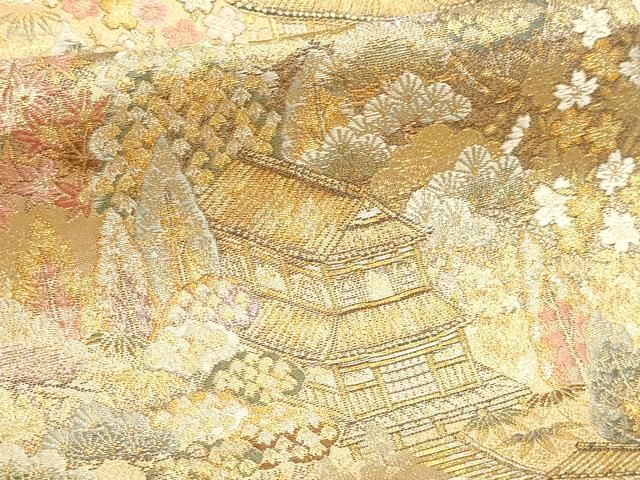 平和屋本店▼六通柄袋帯　古都の四季　本金箔　正絹　逸品　DABL7900sf