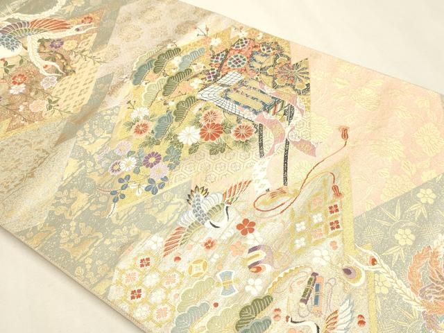 平和屋本店▼西陣　長嶋成織物　ながしま帯　六通柄袋帯　唐織　松皮菱取小袖文　本金箔　正絹　逸品　DABL7907sf