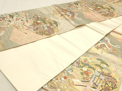 平和屋本店▼西陣　長嶋成織物　ながしま帯　六通柄袋帯　唐織　松皮菱取小袖文　本金箔　正絹　逸品　DABL7907sf