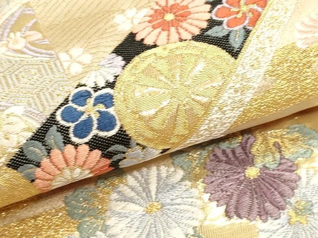 平和屋本店▼六通柄袋帯　唐織　王朝絵巻　本金箔　正絹　逸品　DABL7901sf