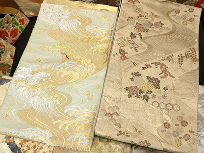 平和屋本店■袋帯 西陣 まとめて 100点 鳳凰 向い鶴 孔雀 鴛鴦 向い蝶 更紗 花柄 宝相華 佐賀錦 金銀糸 未使用品あり 全て正絹 ppp0075