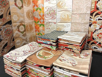 平和屋着物■袋帯 西陣 まとめて100点 鳳凰 向かい鶴 尾長鳥 向かい蝶 更紗 花柄 七宝 正倉院 駒刺繍 金銀糸 未使用品有 全て正絹 mmm1718