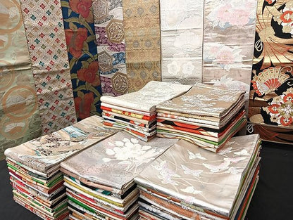 平和屋着物■袋帯 西陣 まとめて100点 向かい鶴 人物 蝶 風景 花柄 七宝 正倉院 金銀糸 など 着用可能多数 未使用品あり 全て正絹 mmm1715