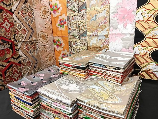 平和屋着物■袋帯 西陣 まとめて100点 鶴 人物 風景 更紗 花柄 楽器 立波 正倉院 西陣あさぎ謹製 証紙付き 未使用品あり 全て正絹 mmm1716
