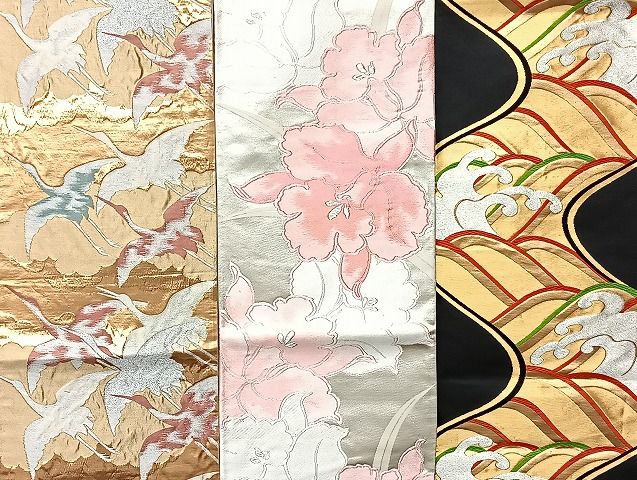 平和屋着物■袋帯 西陣 まとめて100点 鶴 人物 風景 更紗 花柄 楽器 立波 正倉院 西陣あさぎ謹製 証紙付き 未使用品あり 全て正絹 mmm1716