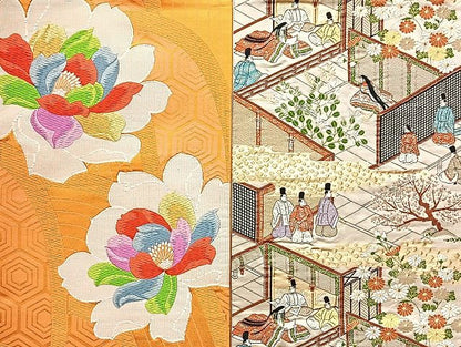 平和屋着物■袋帯 西陣 まとめて100点 鶴 人物 風景 更紗 花柄 楽器 立波 正倉院 西陣あさぎ謹製 証紙付き 未使用品あり 全て正絹 mmm1716