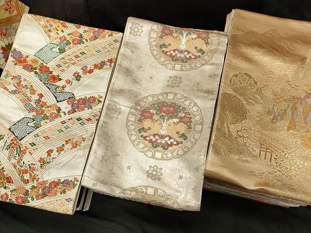 平和屋本店■袋帯 西陣 まとめて 100点 向かい鳳凰 鳥 向かい蝶 風景 更紗 花柄 宝相華 金銀糸 など 未使用品あり 全て正絹 ppp0110