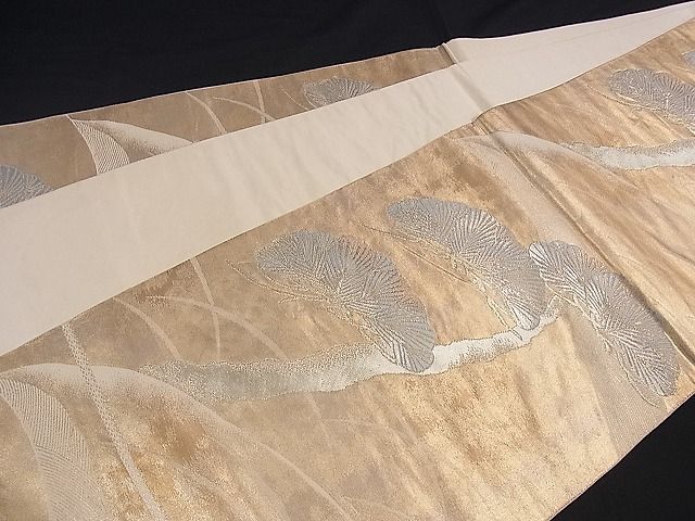 平和屋着物■六通柄袋帯 芝草枝松文 金銀糸 逸品 ng2997