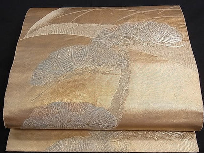 平和屋着物■六通柄袋帯 芝草枝松文 金銀糸 逸品 ng2997