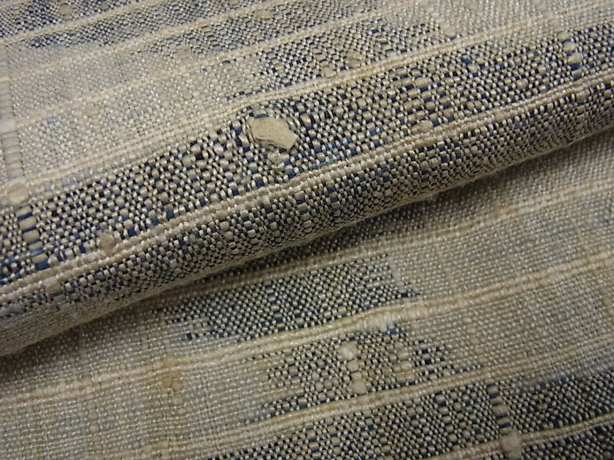 平和屋本店▽極上　浦野理一　単衣　経節紬　流水文　逸品3s671