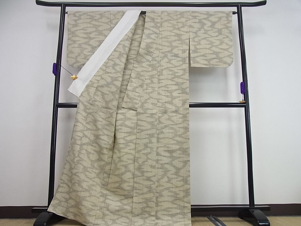 平和屋本店▽極上　浦野理一　単衣　経節紬　流水文　逸品3s671