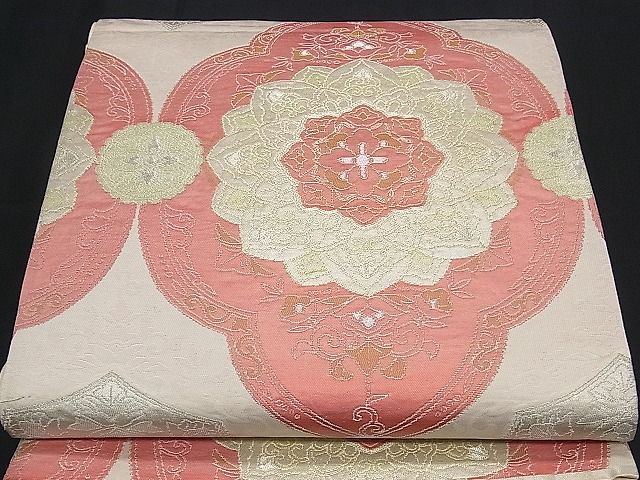 平和屋着物■六通柄袋帯 正倉院花文 金銀糸 逸品 ng3094