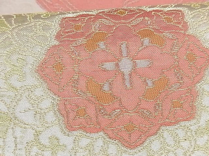 平和屋着物■六通柄袋帯 正倉院花文 金銀糸 逸品 ng3094