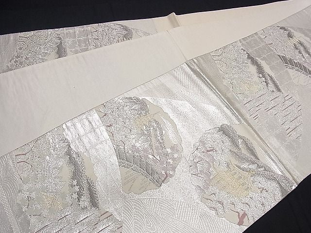 平和屋着物■六通柄袋帯 唐織 道長遠山樹林風景文 金銀糸 逸品 ng3096