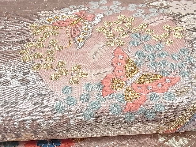 平和屋着物■六通柄袋帯 唐織 鳳凰花蝶丸文 金銀糸 逸品 ng3155