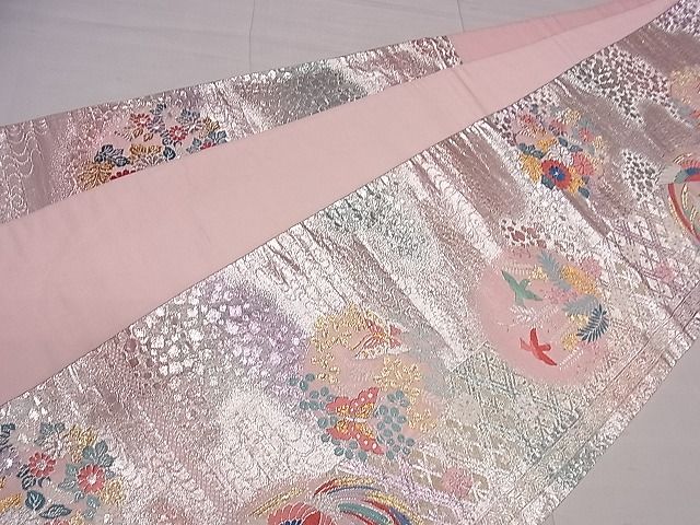 平和屋着物■六通柄袋帯 唐織 鳳凰花蝶丸文 金銀糸 逸品 ng3155