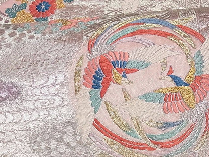 平和屋着物■六通柄袋帯 唐織 鳳凰花蝶丸文 金銀糸 逸品 ng3155
