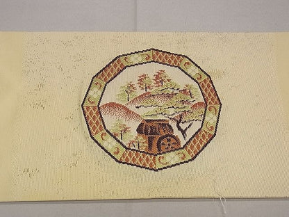 平和屋着物■九寸名古屋帯 絵皿花唐草文 金糸 逸品 ng3169