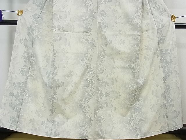 平和屋本店■極上 白泥染の第一人者・絣の魔術師 恵積五郎 本場大島紬 白恵泥 恵大島織物謹製 草葉シルエット 未使用 3kh1890 - 平和屋