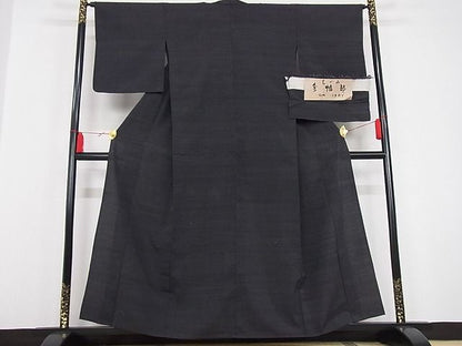 平和屋本店▽極上 結城ちぢみ 単衣 小倉太々 青山みとも 今幡部 色無地 蝋色 着丈156cm 裄丈64.5cm 正絹 逸品 3kk2255