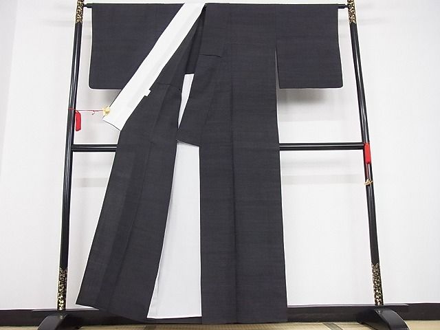 平和屋本店▽極上 結城ちぢみ 単衣 小倉太々 青山みとも 今幡部 色無地 蝋色 着丈156cm 裄丈64.5cm 正絹 逸品 3kk2255