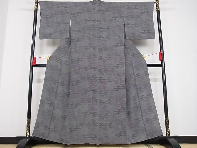 平和屋本店●極上 人間国宝 小宮康孝 江戸小紋 エ霞 黒地 高島屋扱い 重ね衿・反端付き 正絹 逸品 3kk2257