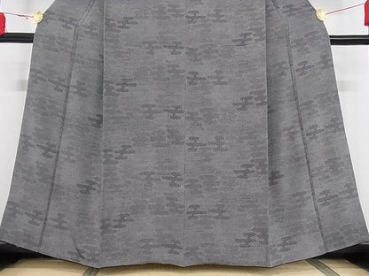 平和屋本店●極上 人間国宝 小宮康孝 江戸小紋 エ霞 黒地 高島屋扱い 重ね衿・反端付き 正絹 逸品 3kk2257
