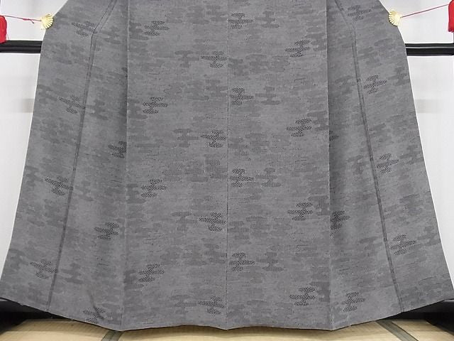 平和屋本店●極上 人間国宝 小宮康孝 江戸小紋 エ霞 黒地 高島屋扱い 重ね衿・反端付き 正絹 逸品 3kk2257