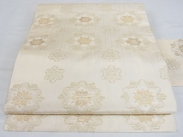 平和屋本店■極上 洛風林 工芸帯地 九寸名古屋帯 舞花文 金糸 正絹 逸品 3kk3042 - 平和屋