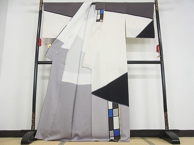 平和屋本店■極上 世界的友禅作家 千地泰弘 訪問着 幾何学文 金彩 着丈170.5cm 裄丈68cm 正絹 未使用 3kk3305