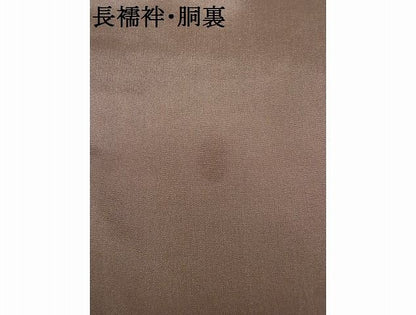 平和屋本店■極上　男性　お召・長襦袢セット　色無地　檳榔子染　正絹　逸品　4kk188