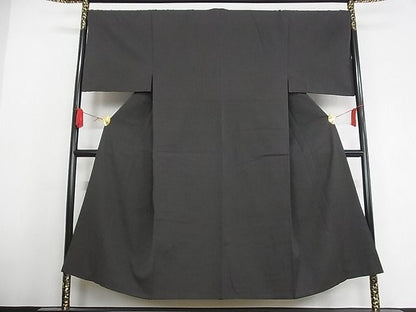 平和屋本店■極上　男性　お召・長襦袢セット　色無地　檳榔子染　正絹　逸品　4kk188