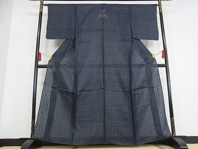 平和屋本店＊極上　夏物　重要無形文化財　本場宮古上布　七宝文　着丈161cm　裄丈64cm　苧麻　逸品　3kk3369