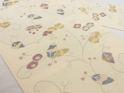 平和屋本店■極上　洛風林　工芸帯地　九寸名古屋帯　花唐草文　正絹　逸品　3kk3628 - 平和屋