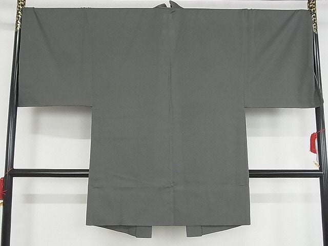 平和屋本店■極上　男性　羽織　単衣　もじり織り　菱紋紗　藍媚茶色地　正絹　逸品　3kk3979 - 平和屋