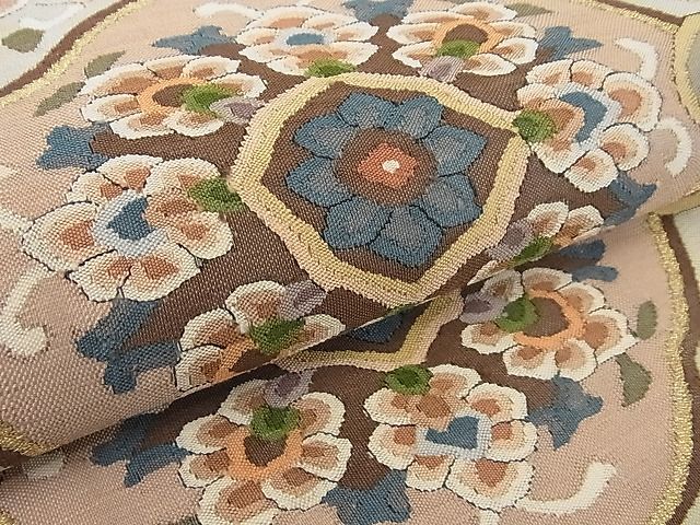 平和屋本店■極上 明綴れ 全通柄袋帯 花菱 金糸 正絹 逸品 3kk4636 - 平和屋
