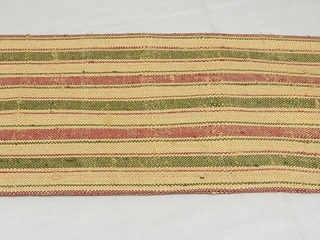 平和屋本店■極上　伊兵衛織　工芸手織　九寸名古屋帯　縞　正絹　逸品　未使用　3kk4684 - 平和屋
