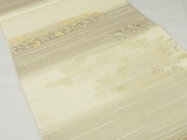平和屋本店■極上　六通柄袋帯　花唐草文　スリーシーズン帯　金銀糸　正絹　逸品　3kk4700 - 平和屋