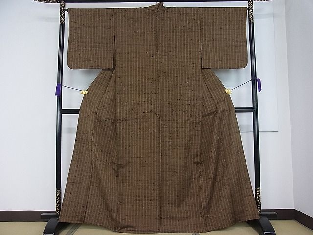 平和屋本店■希少 ざざんざ織 伊兵衛織 単衣 間道 逸品 未使用3s20011