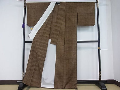 平和屋本店■希少 ざざんざ織 伊兵衛織 単衣 間道 逸品 未使用3s20011