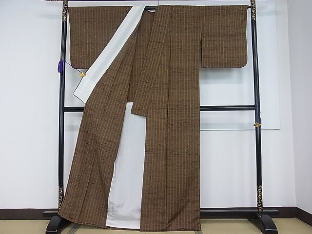 平和屋本店■希少 ざざんざ織 伊兵衛織 単衣 間道 逸品 未使用3s20011