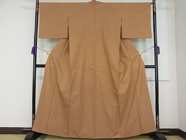 平和屋本店●希少　山下八百子　本場黄八丈　市松綾織　証紙付き　逸品3s20052