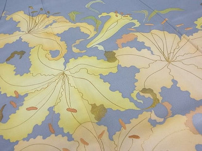平和屋本店■極上 ジャパンオートクチュール 渡辺雪三郎 訪問着 刺繍 百合 金彩 逸品3s20170