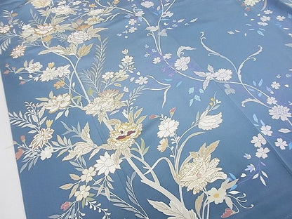 平和屋本店■極上　創業460年・千總　訪問着　刺繍　草花文　暈し染め　金彩　藍鼠色地　松坂屋扱い　逸品　未使用3s20243