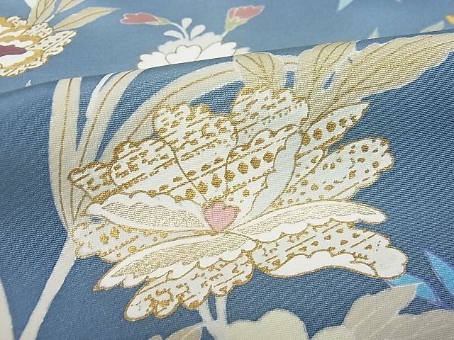 平和屋本店■極上　創業460年・千總　訪問着　刺繍　草花文　暈し染め　金彩　藍鼠色地　松坂屋扱い　逸品　未使用3s20243