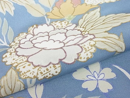 平和屋本店■極上　創業460年・千總　訪問着　刺繍　草花文　暈し染め　金彩　藍鼠色地　松坂屋扱い　逸品　未使用3s20243