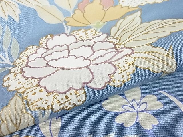 平和屋本店■極上　創業460年・千總　訪問着　刺繍　草花文　暈し染め　金彩　藍鼠色地　松坂屋扱い　逸品　未使用3s20243