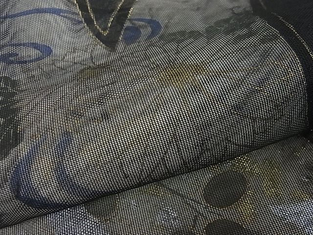 平和屋本店■極上　訪問着　無双　紗袷　紗×紗　秋草立波文　黒地　金彩　逸品3s20306