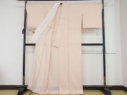 平和屋本店■極上　夏物　京都・西陣　織元ブランド　秦流舎　夏お召　色無地　洒落柿色　花唐草紋紗　反端付き　逸品　未使用3s20411